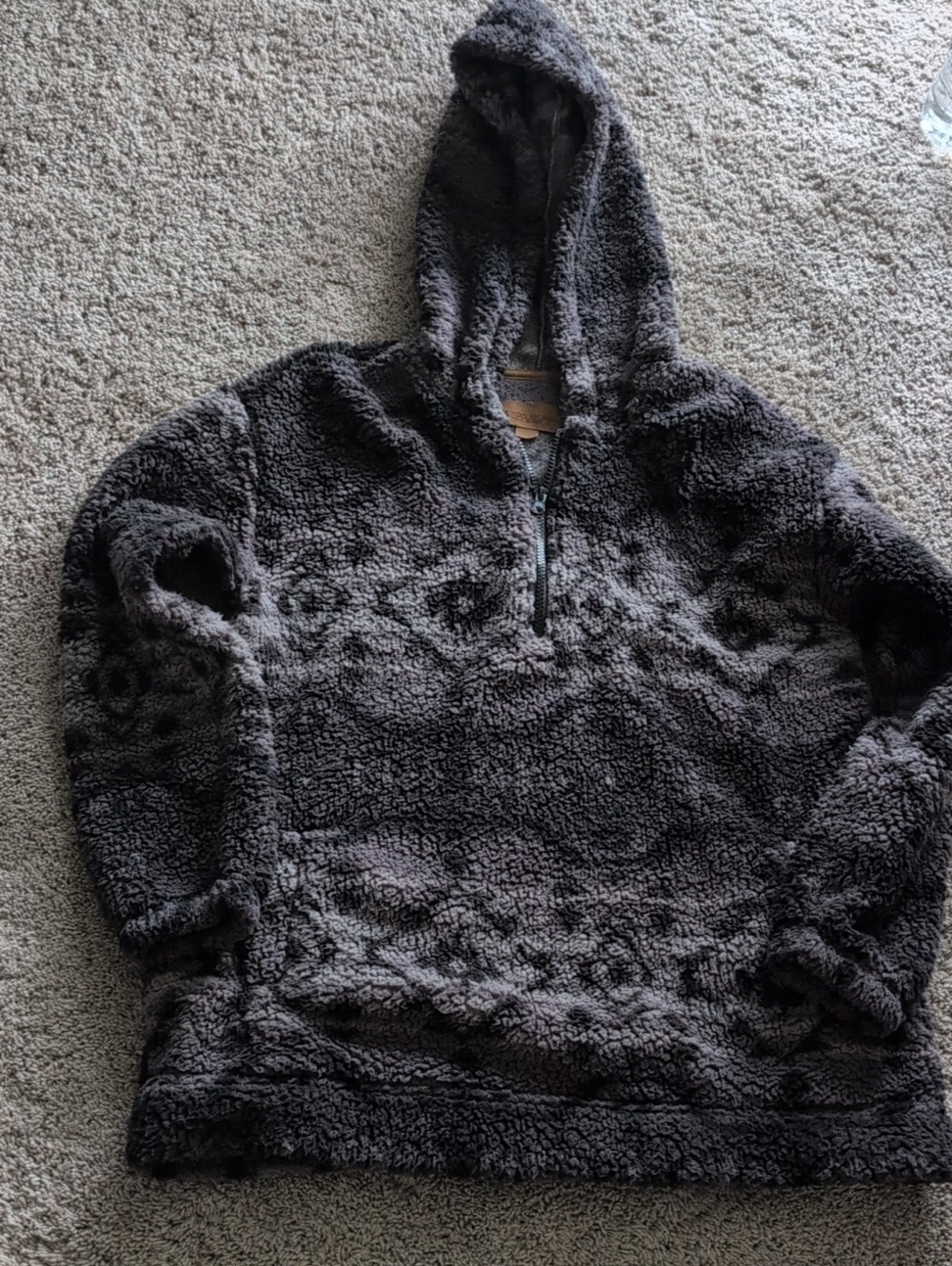 Hooded Koolaburra By UGG Sherpa Pullover Fleece- Dark Gray print Women's Medium
